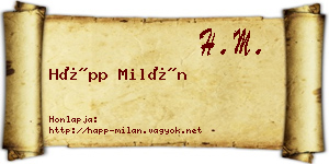 Hápp Milán névjegykártya